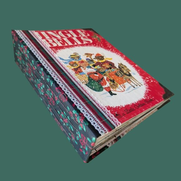 Jingle Bells Altered Little Golden Book Journal Scrapbook - Picture 2 of 6